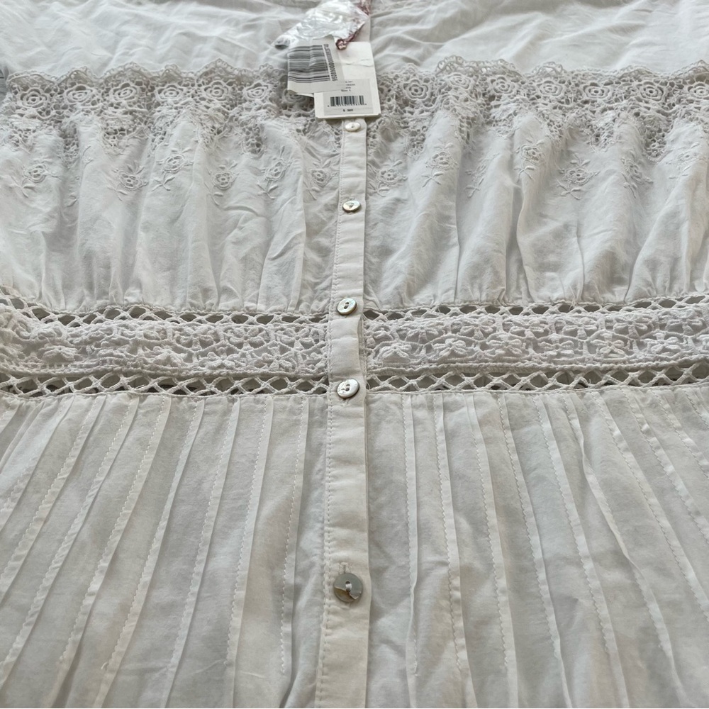 LOVESHACKFANCY Women's Beth Dress, White, L - Picture 9 of 15